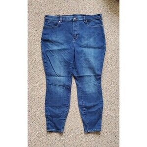 Duluth Trading Co Womens Jeans 18 Blue Denim Skinny Dark Wash High Rise Stretch